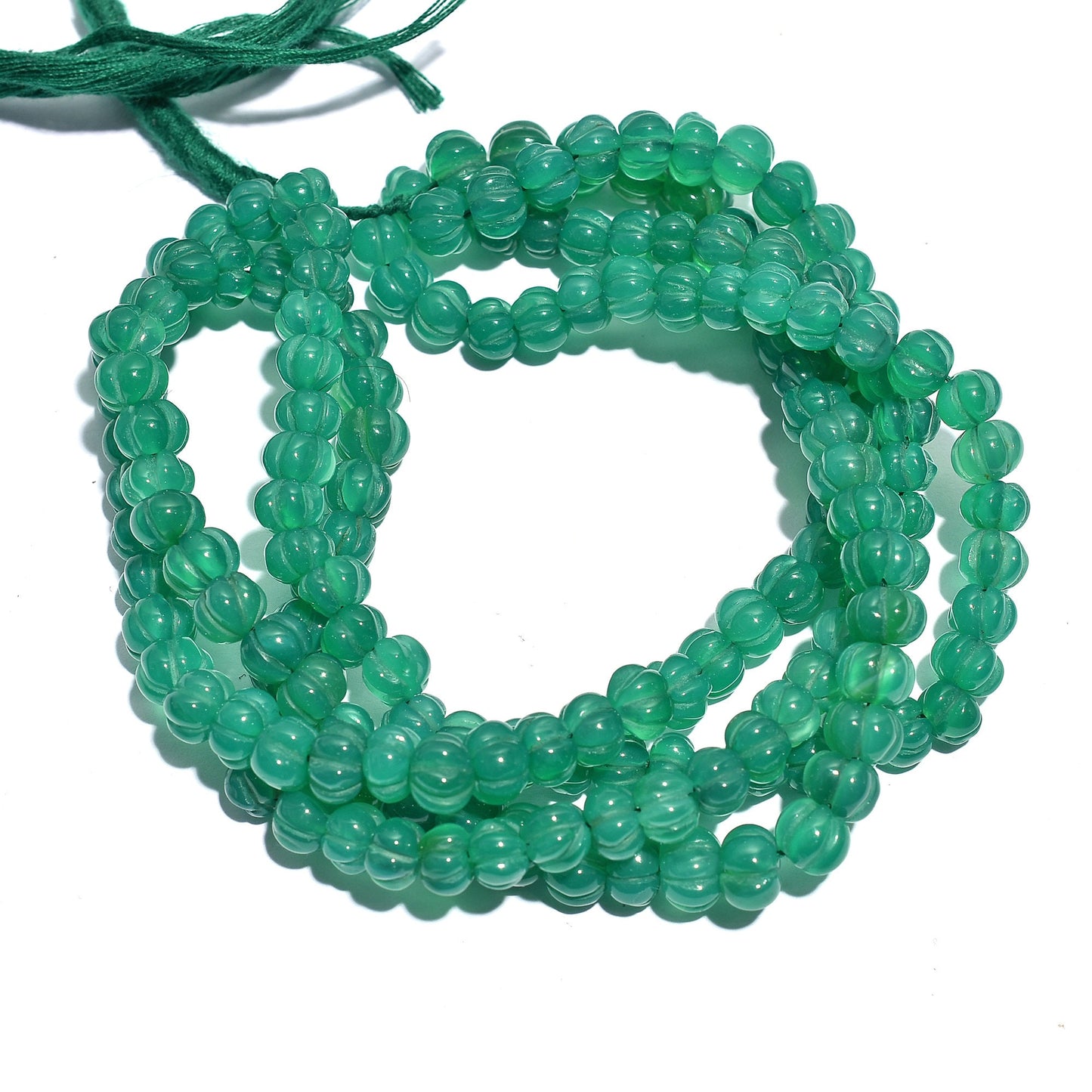 Unique Green Onyx Beads – Smooth Watermelon Rondelle Strand