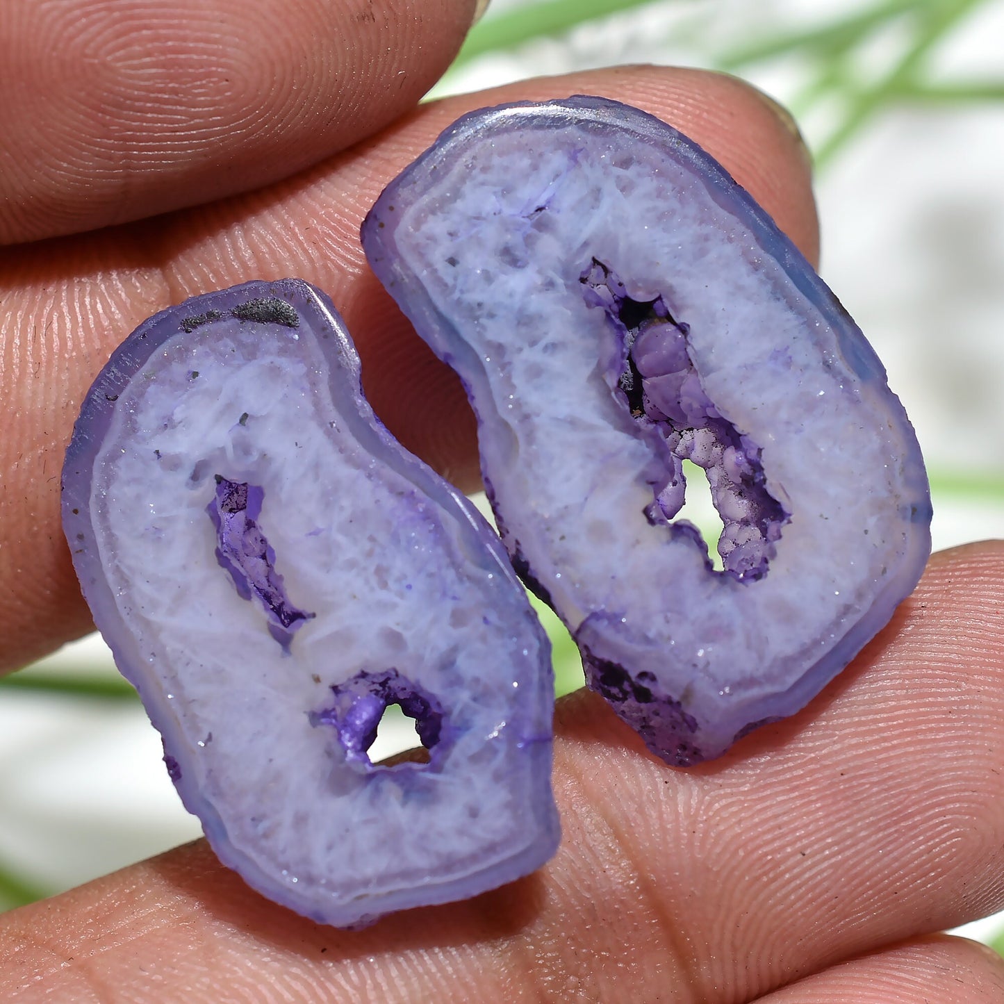 Purple Geode Earrings Pair – Fancy Agate Druzy & Solar Quartz Window Gemstones