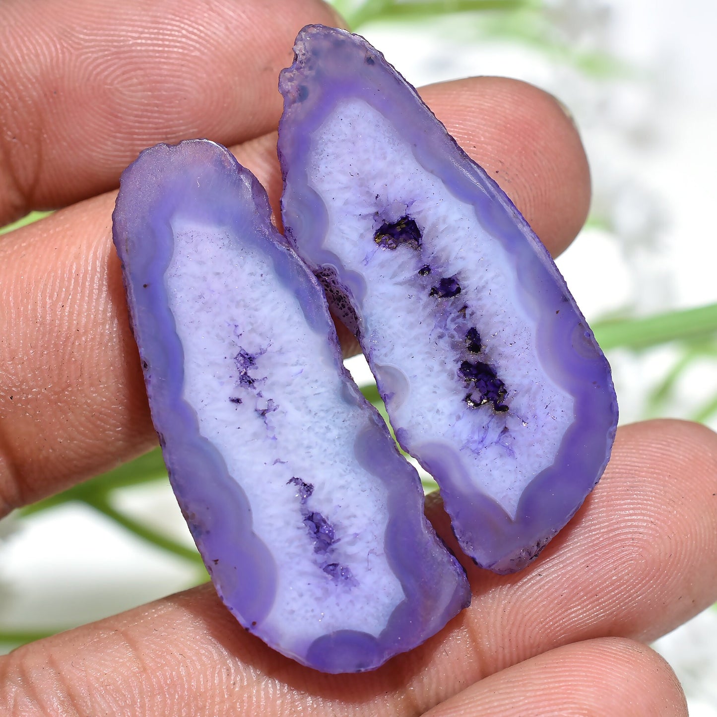 Purple Geode Earrings Pair – Fancy Agate Druzy & Solar Quartz Window Gemstones