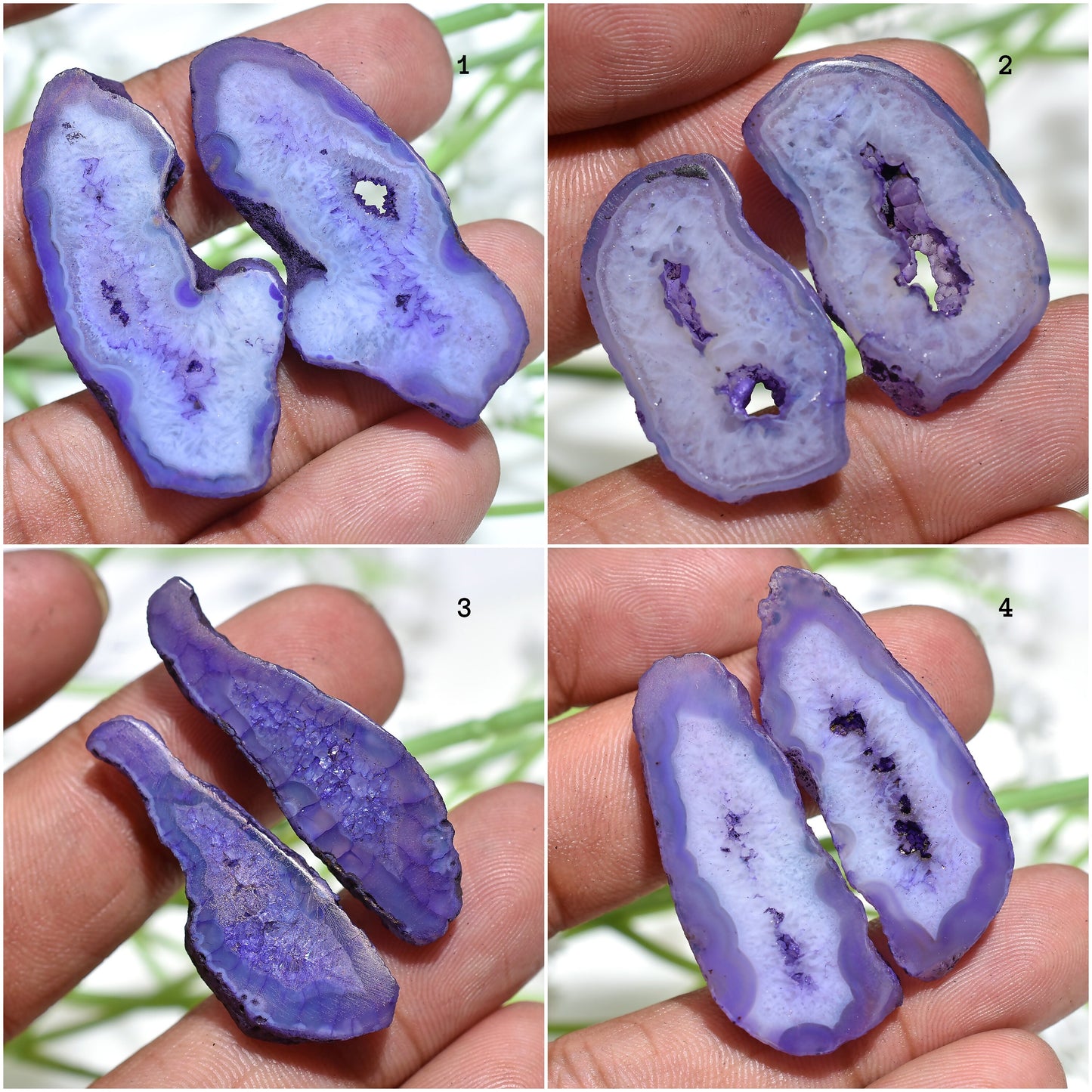 Purple Geode Earrings Pair – Fancy Agate Druzy & Solar Quartz Window Gemstones
