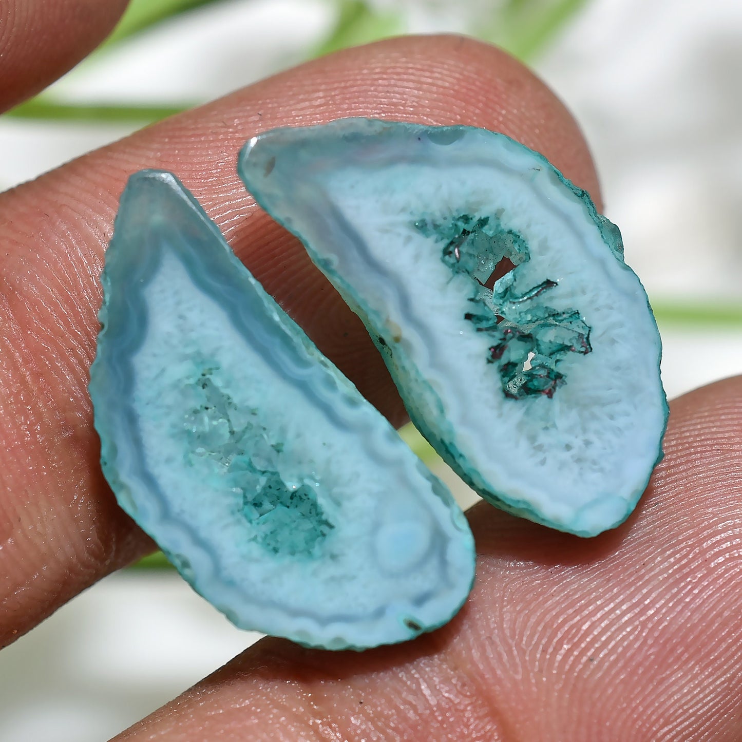 Geode Cabochon Pair – Fancy Quartz Druzy Gemstones for DIY Earrings