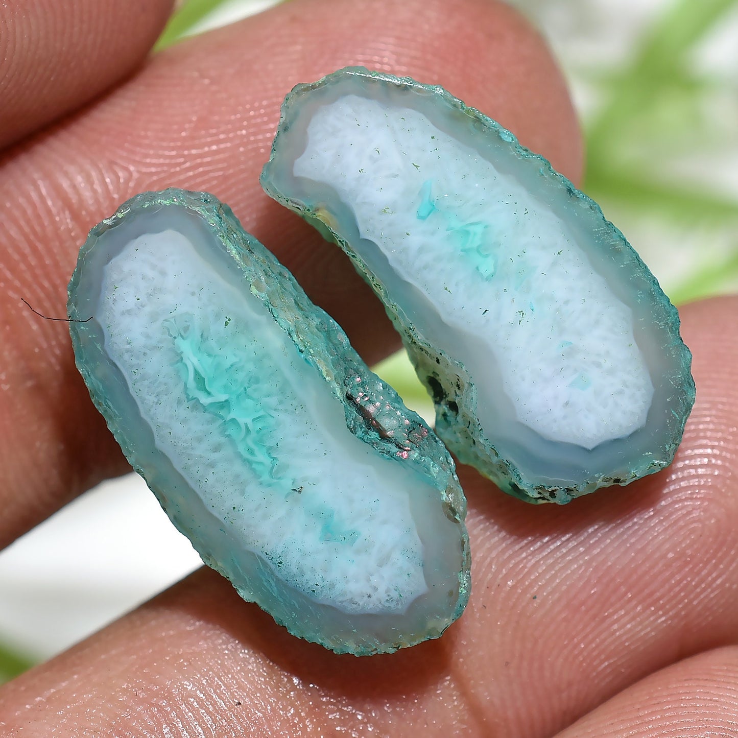 Geode Cabochon Pair – Fancy Quartz Druzy Gemstones for DIY Earrings