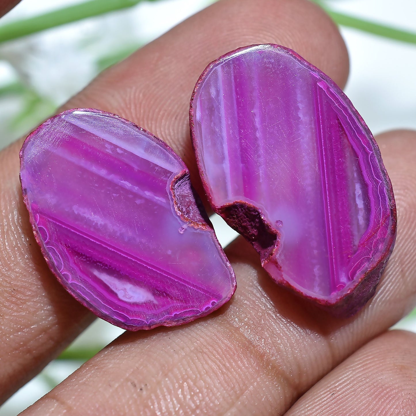 Multiple Shaped Window Pink Druzy Quartz Pair – Gemstone Slices for Earrings & DIY Jewelry