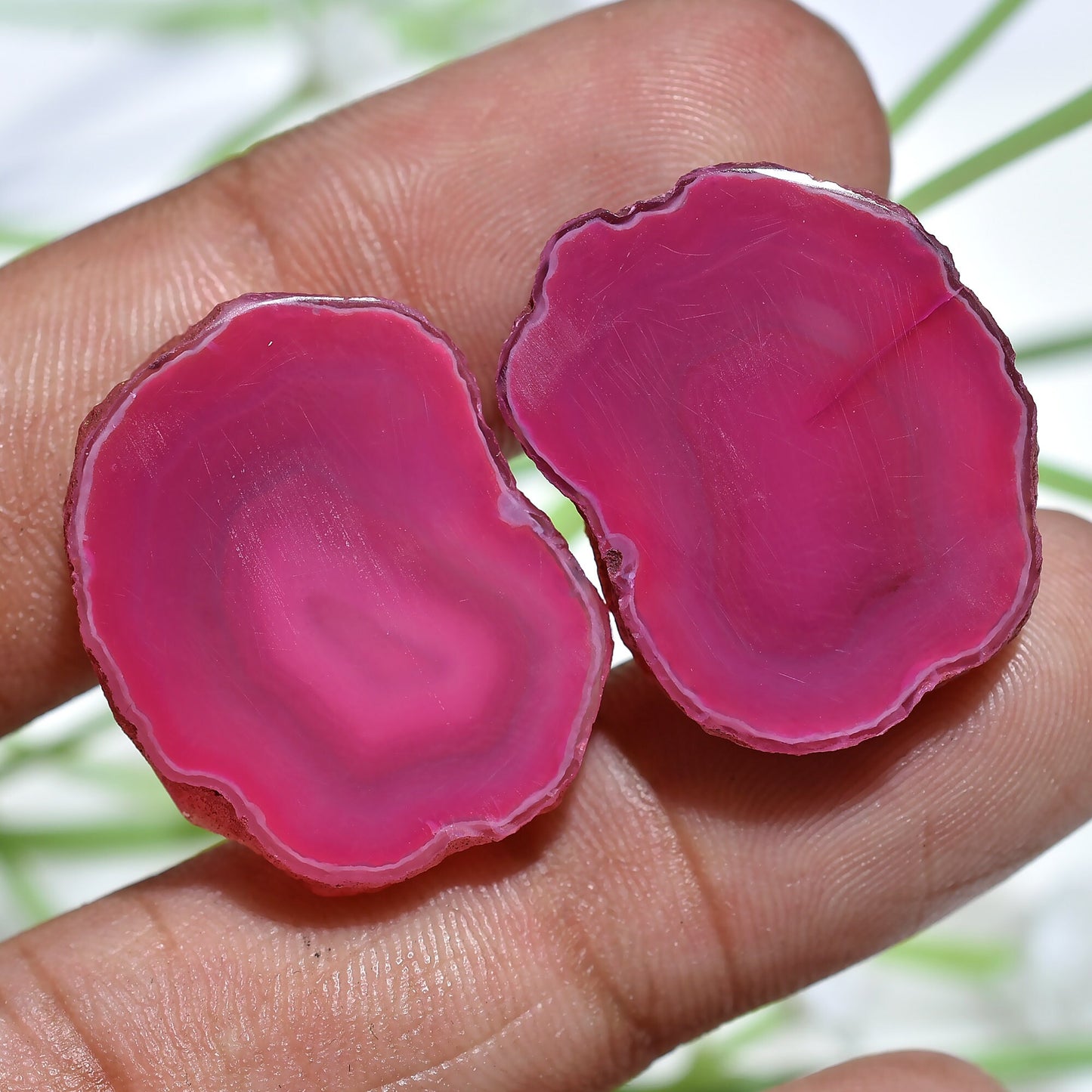 Multiple Shaped Window Pink Druzy Quartz Pair – Gemstone Slices for Earrings & DIY Jewelry
