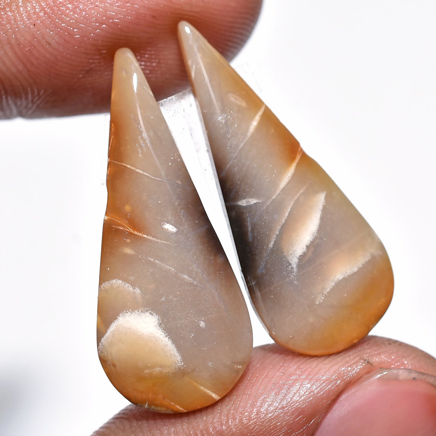 Striking Palm Root Earring Pair – Hand-Cut Matched Palm Root Agate Pair