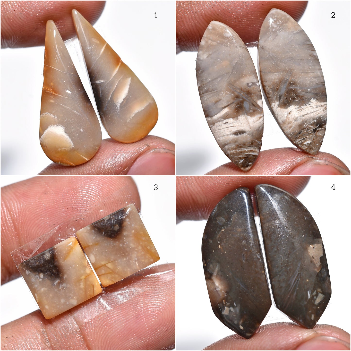 Striking Palm Root Earring Pair – Hand-Cut Matched Palm Root Agate Pair