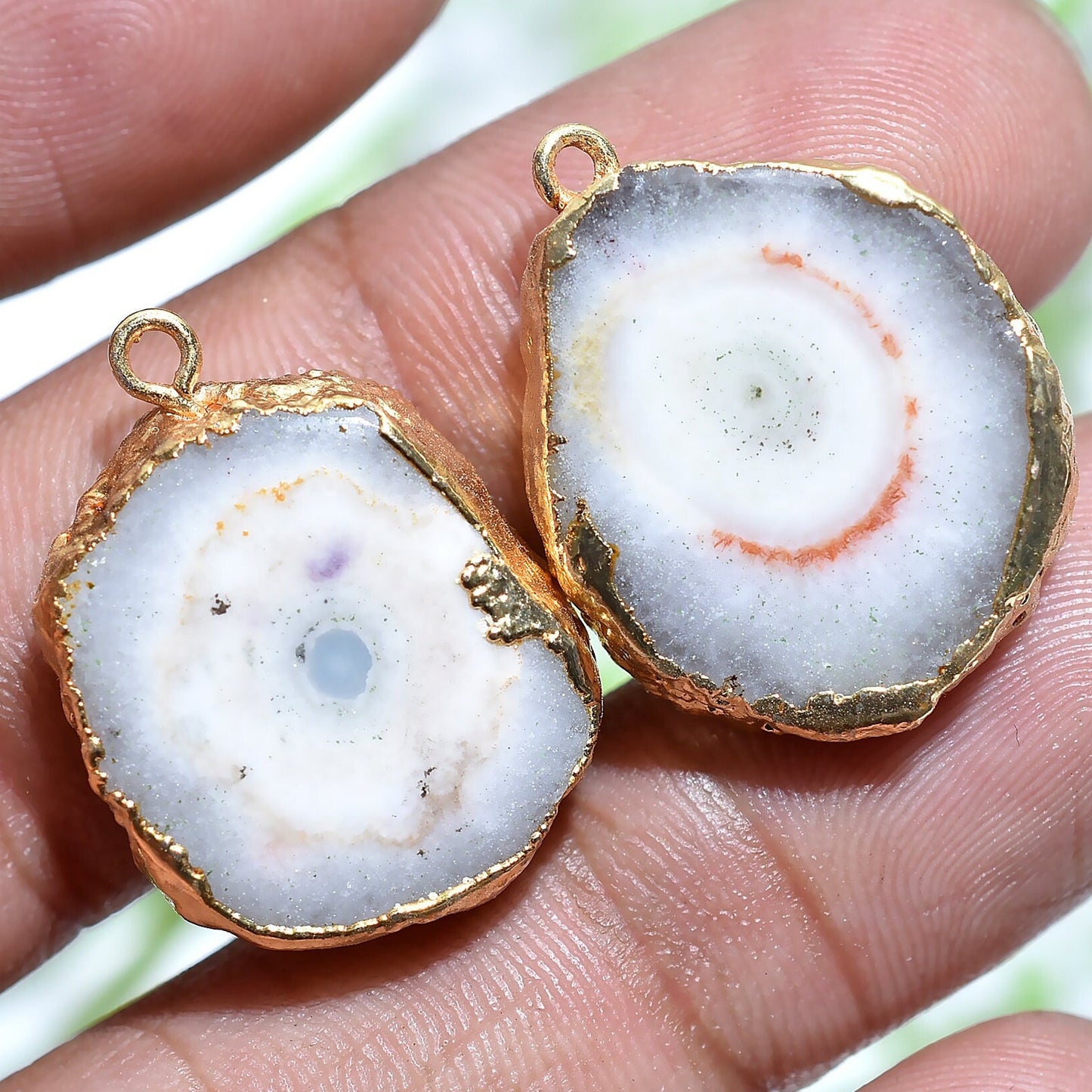 DIY Geode Earrings - Electroplated Gold-Plated Druzy Connector Pair