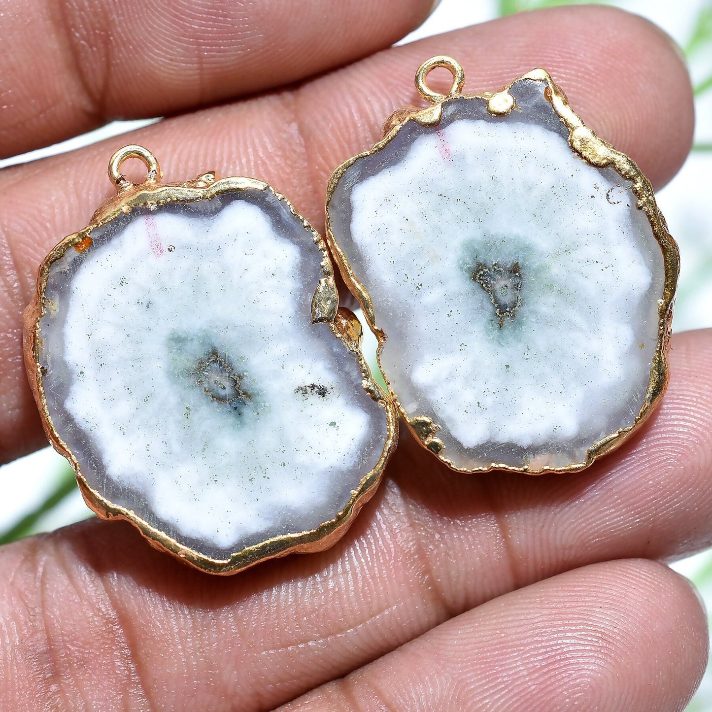 DIY Geode Earrings - Electroplated Gold-Plated Druzy Connector Pair