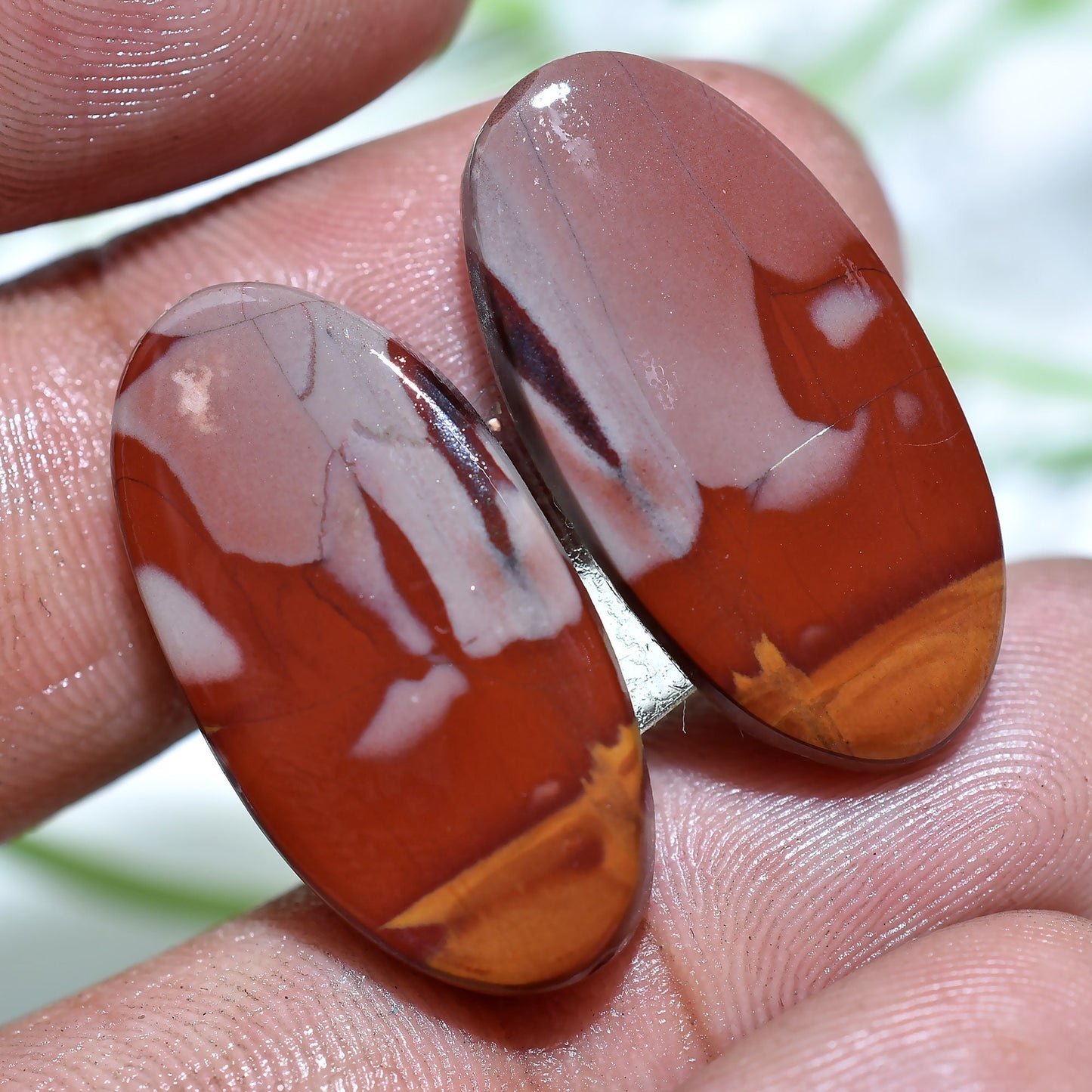 Natural Noreena Jasper Cabochon Pair – Round & Oval Gemstones for Custom Earrings