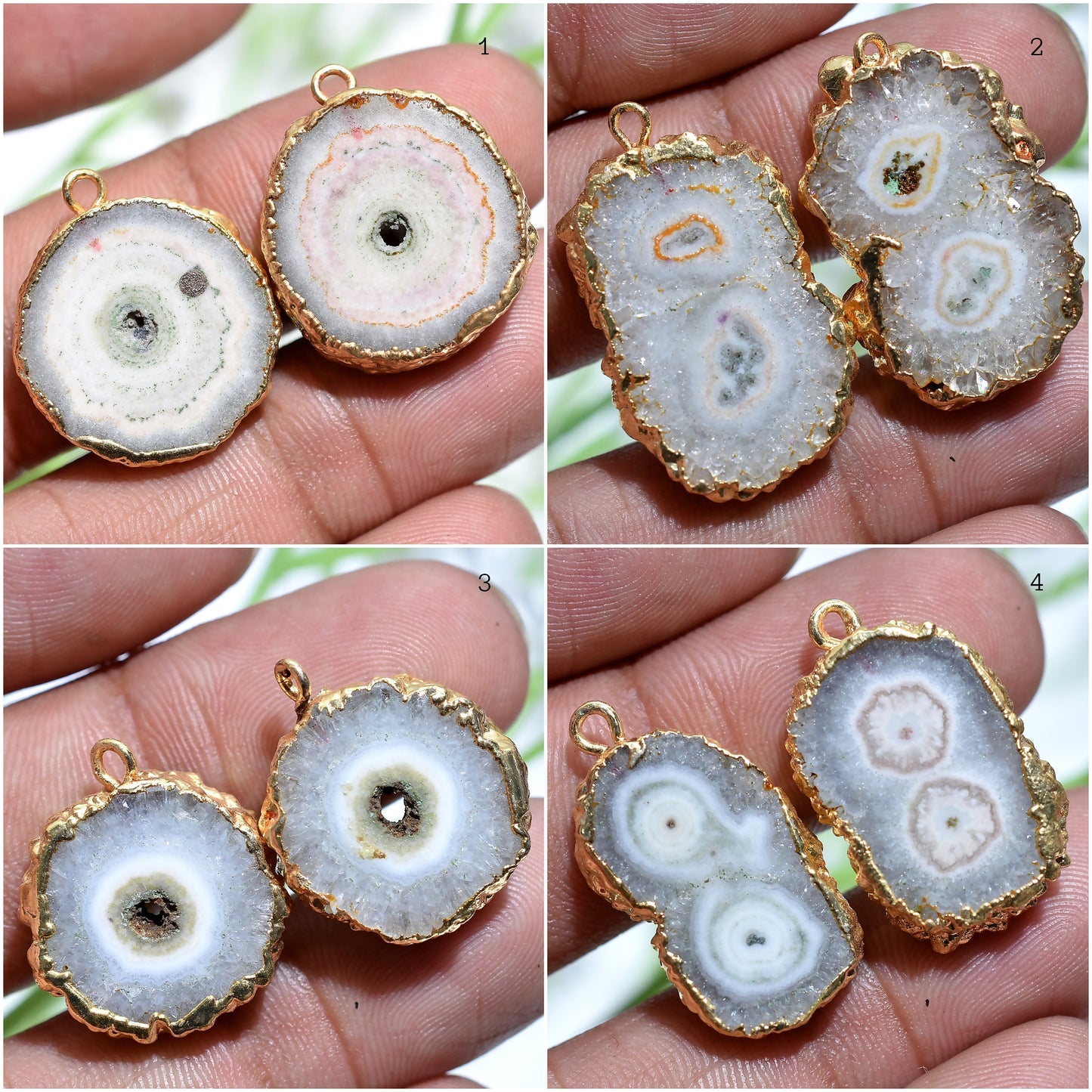 Grey Solar Quartz Earring Pair – Gold Electroplated Matching Pair for Women