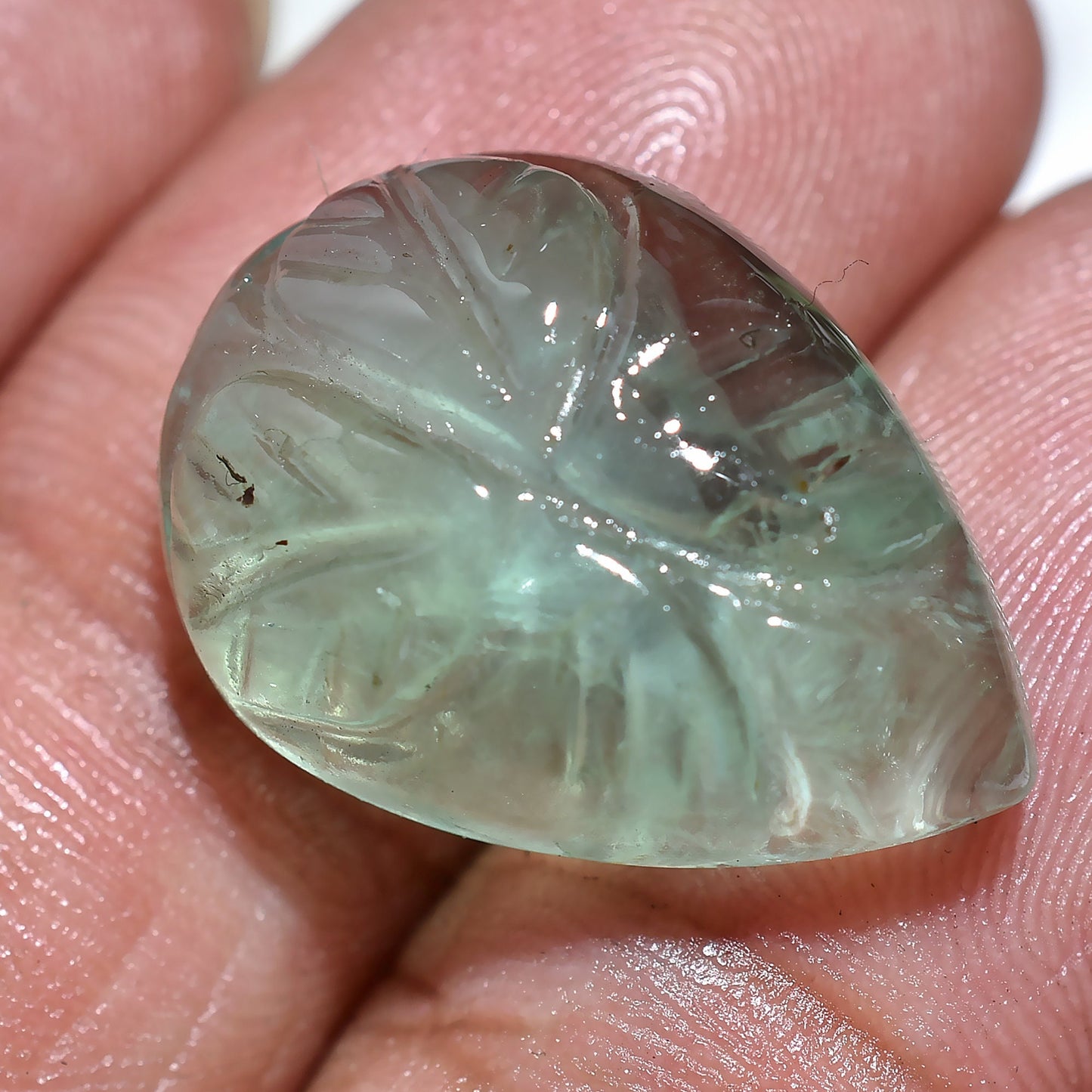Amazing Green Fluorite Gemstone – Hand-Carved Pear Shape Cabochons forLoose Pendants