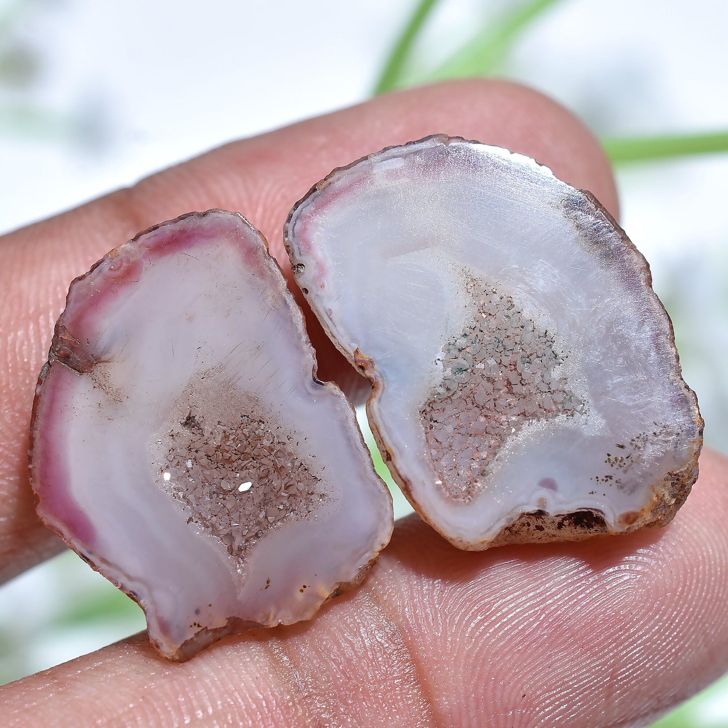 Sparkling Solar Quartz Druzy Earring Pair - Natural Brown & White Stone for Jewelry