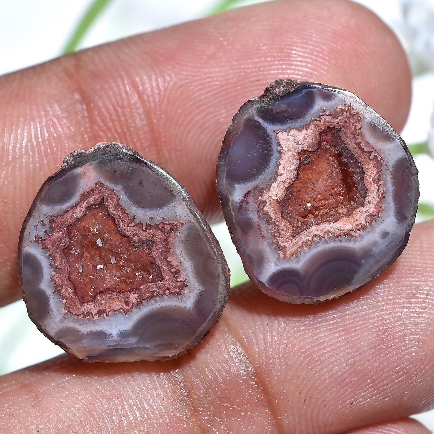 Sparkling Solar Quartz Druzy Earring Pair - Natural Brown & White Stone for Jewelry