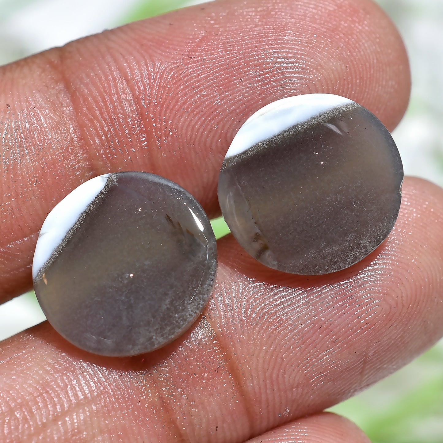 Crystal Blue Opal Earrings - Matched Pair Blue Opal Cabochon Gift for Her