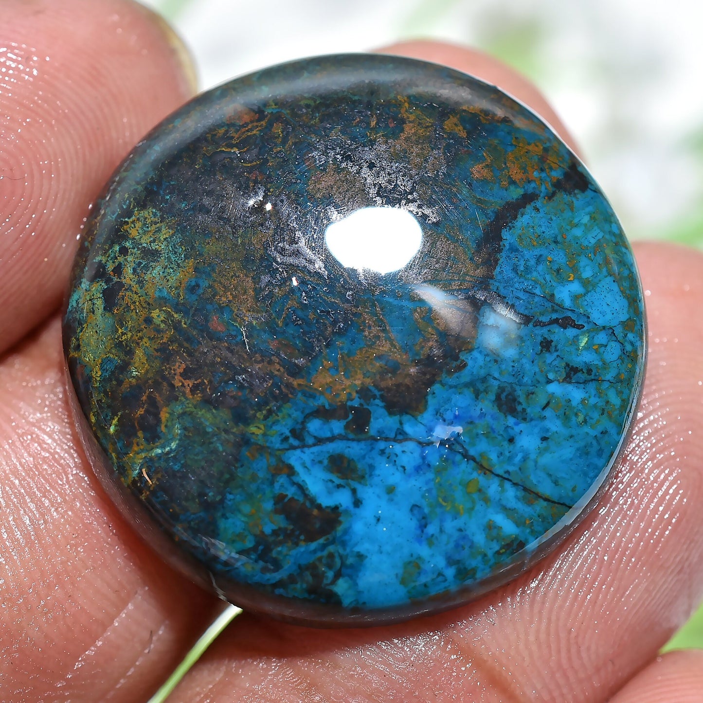 A One Quality! Shattuckite Azurite Cabochon Gemstone - Oval Pear Shaped