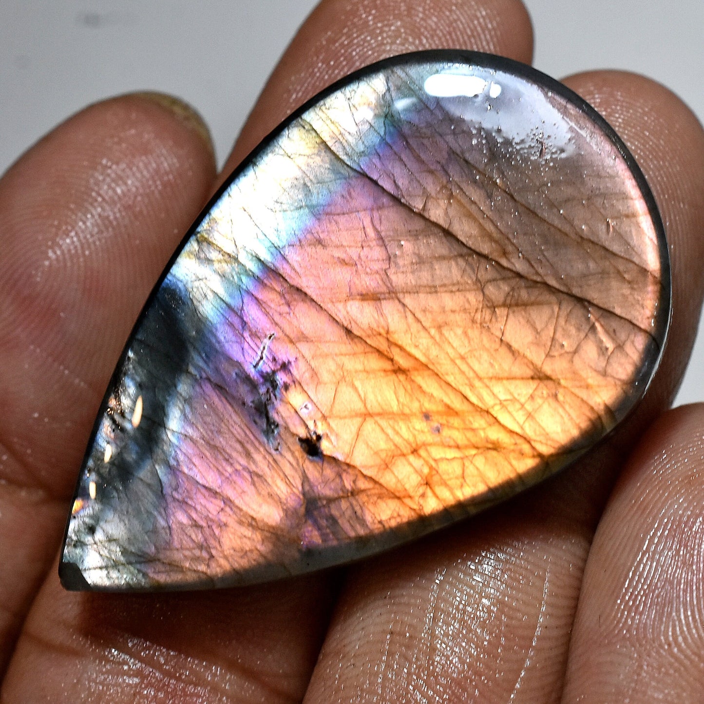 Multifire Labradorite Cabochon – Iridescent Gemstone for Jewelry Making