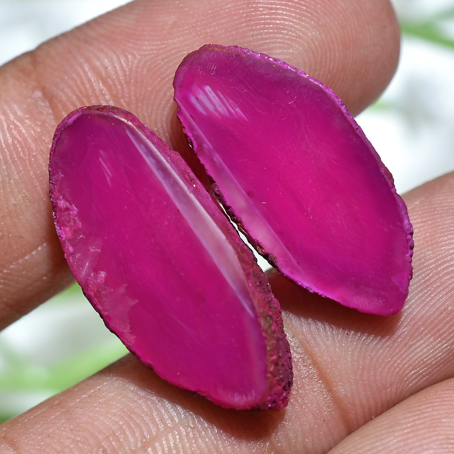 Multiple Shaped Window Pink Druzy Quartz Pair – Gemstone Slices for Earrings & DIY Jewelry