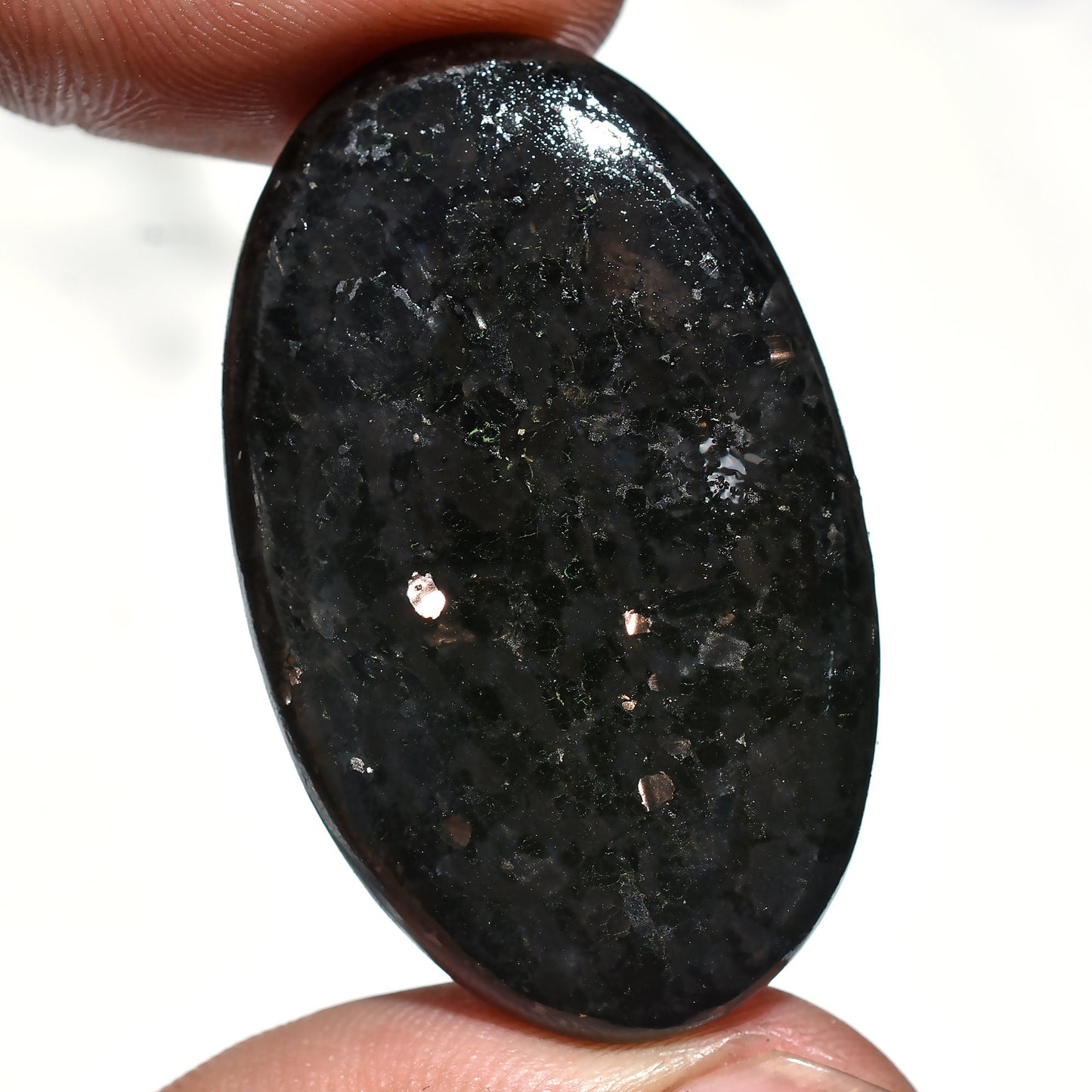 Shimmering Golden Nuummite Stone – Polished Loose Black Oval Cabochon for Wholesale