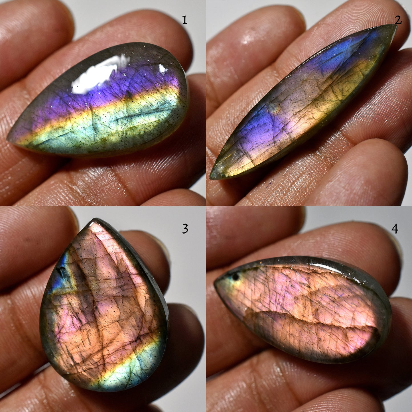 Rare Purple Fire Labradorite Cabochon – Mixed Shape Labradorite Gemstone for Pendant Making