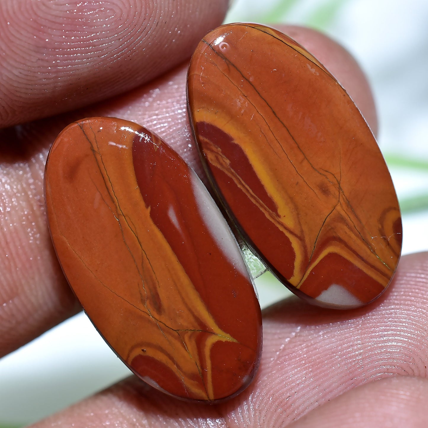 Natural Noreena Jasper Cabochon Pair – Round & Oval Gemstones for Custom Earrings