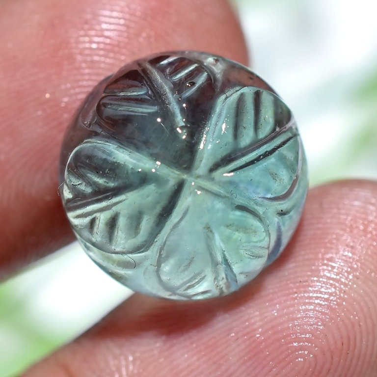 Beautiful Carved Green Fluorite Stone – Round Healing Crystal for Crafting