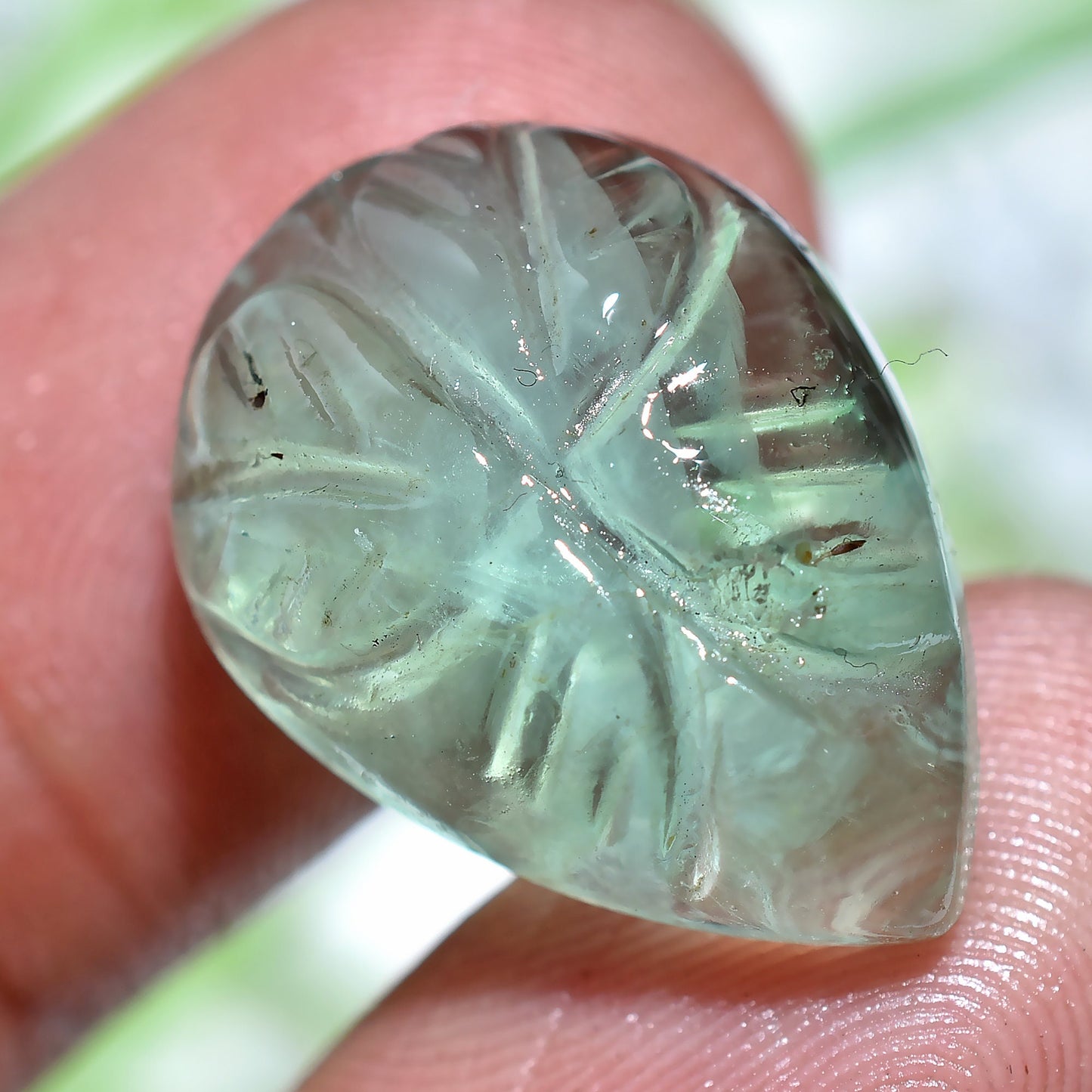 Amazing Green Fluorite Gemstone – Hand-Carved Pear Shape Cabochons forLoose Pendants
