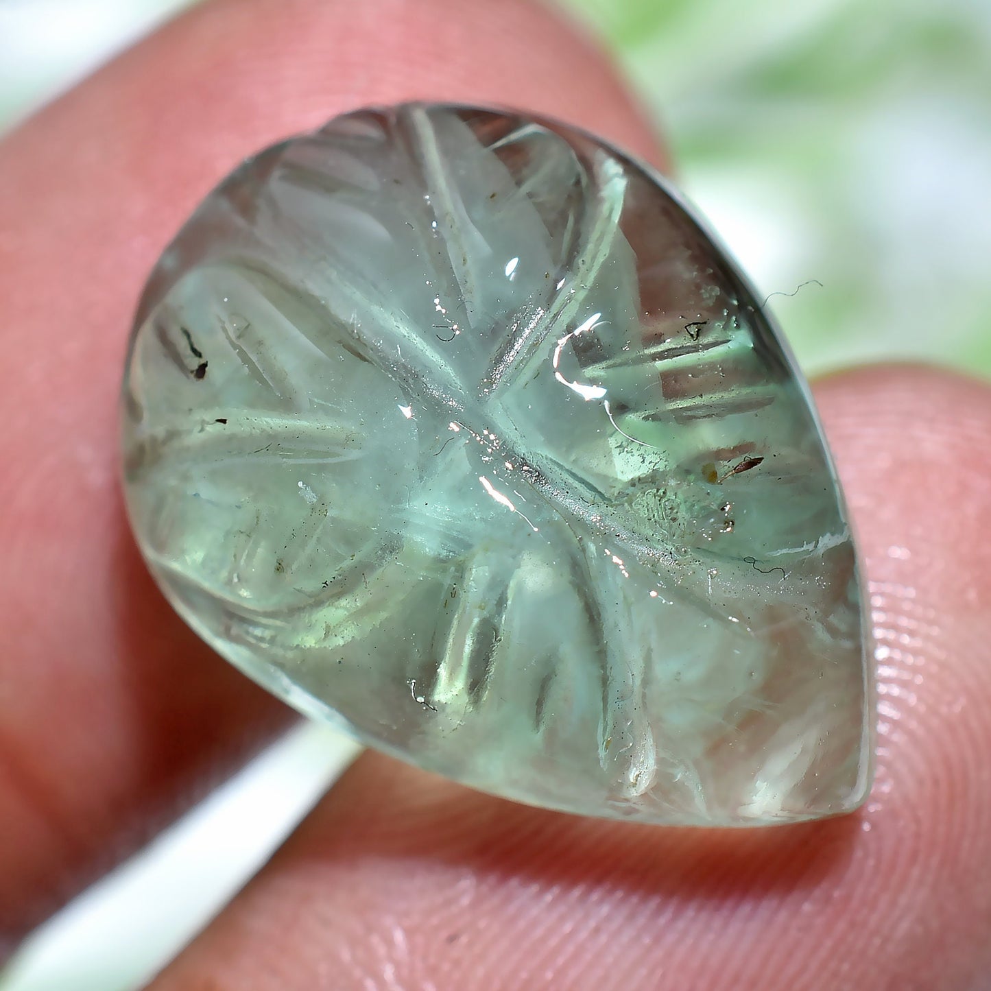 Amazing Green Fluorite Gemstone – Hand-Carved Pear Shape Cabochons forLoose Pendants