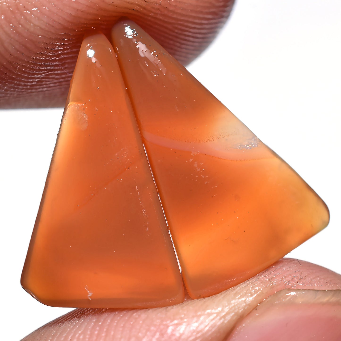 Unique 100% Natural Orange Banded Agate Cabochon Pair - Fancy Cut Slice Gems