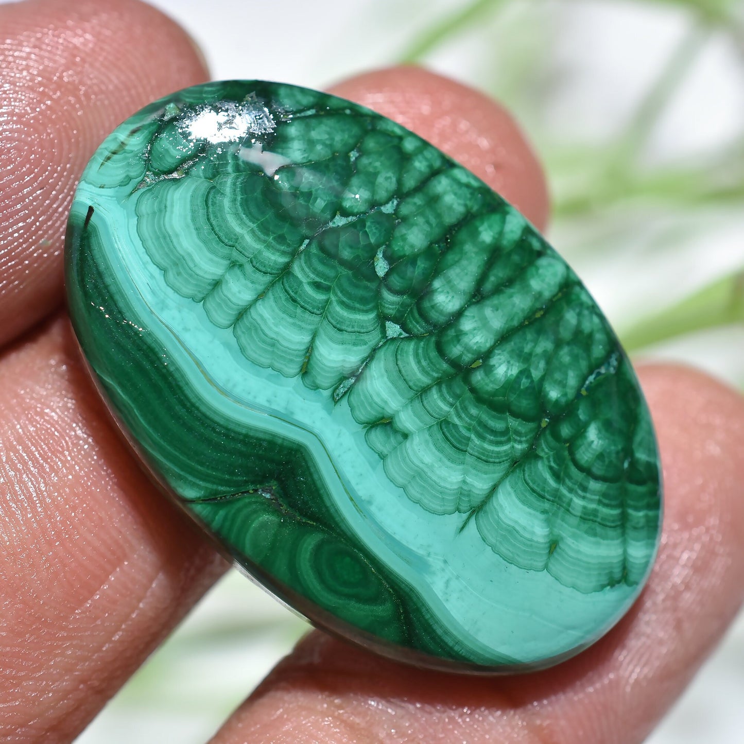 Natural Malachite Cabochons, Pear-Shaped Loose Gemstone for Jewelry Making