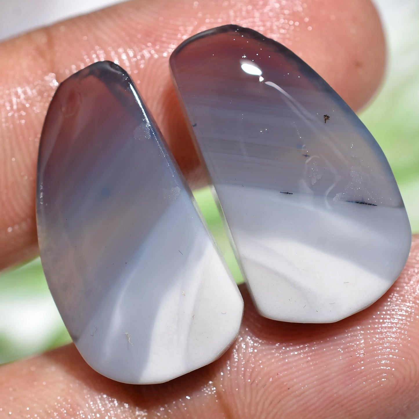 Stunning Blue Opal Cabochons Pair – Fancy Owyhee Opal Pair for Handmade Jewelry