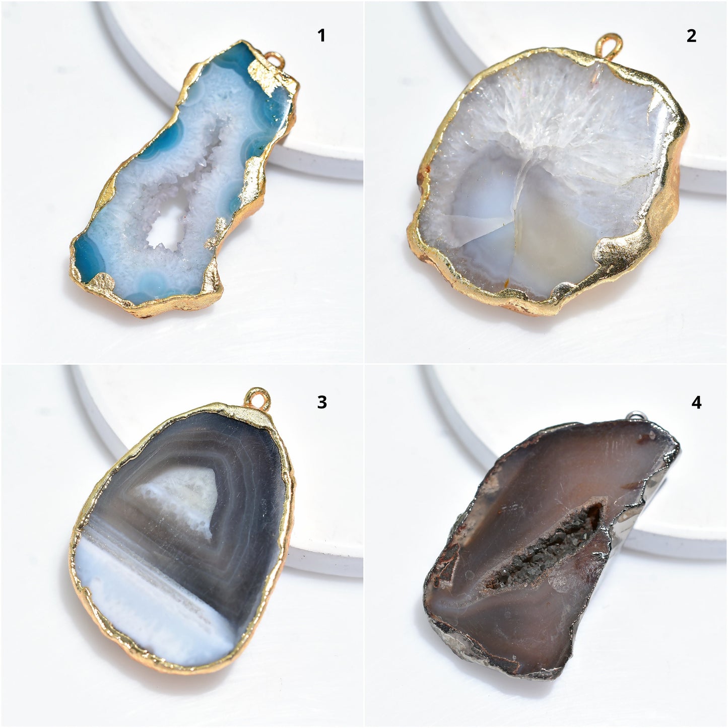 Natural Druzy Solar Quartz Pendant – Fancy Window Geode Bali Pendant for Women
