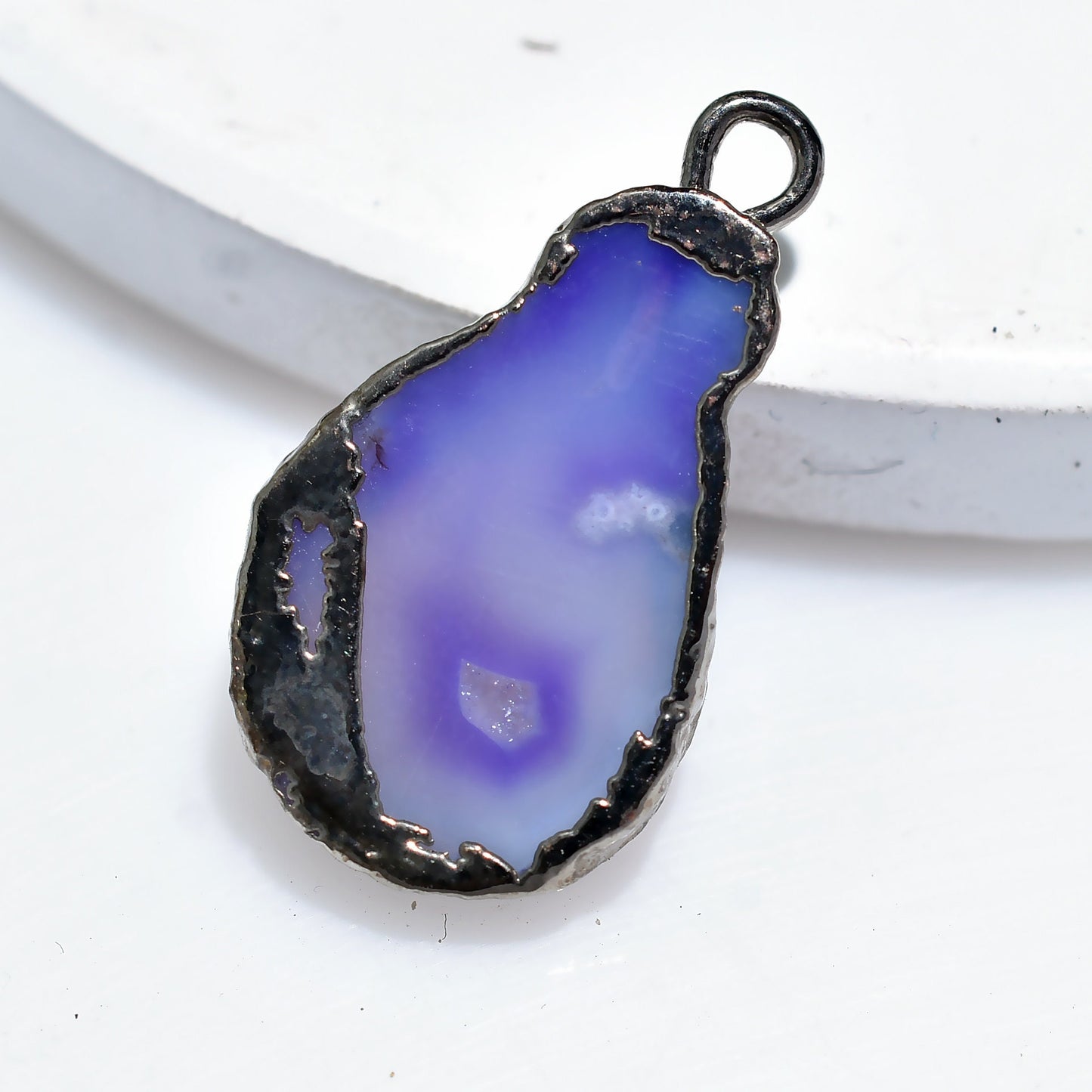 Charming Purple Druzy Slice Pendant – Fancy Pink Solar Quartz Bali Pendant for Women