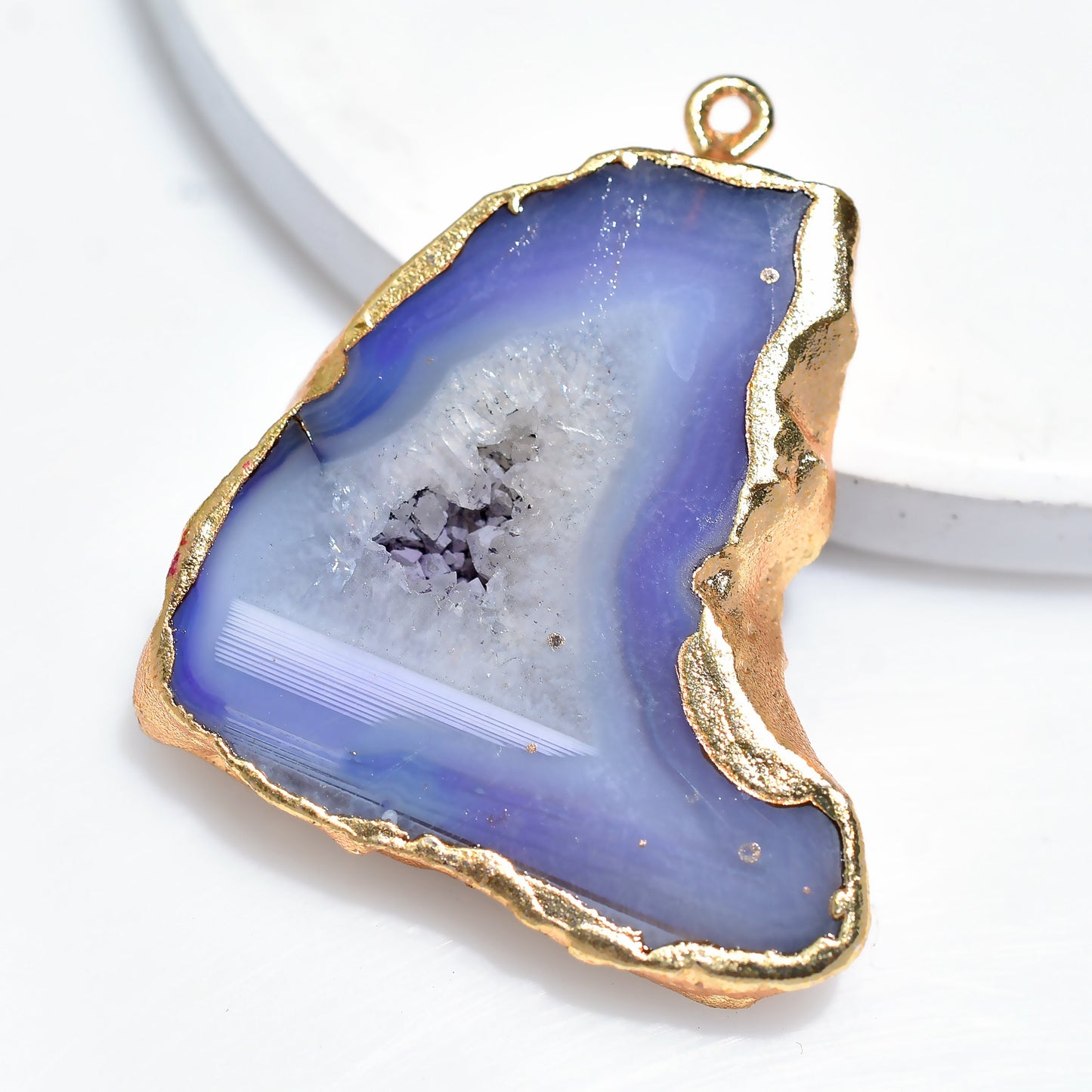 Charming Purple Druzy Slice Pendant – Fancy Pink Solar Quartz Bali Pendant for Women