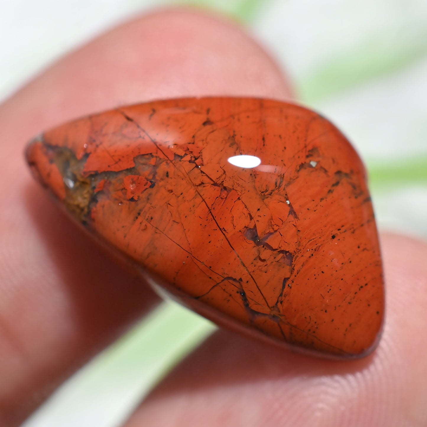 Natural Red Jasper Pear Shaped Cabochon - Loose Gemstone for Pendant Making