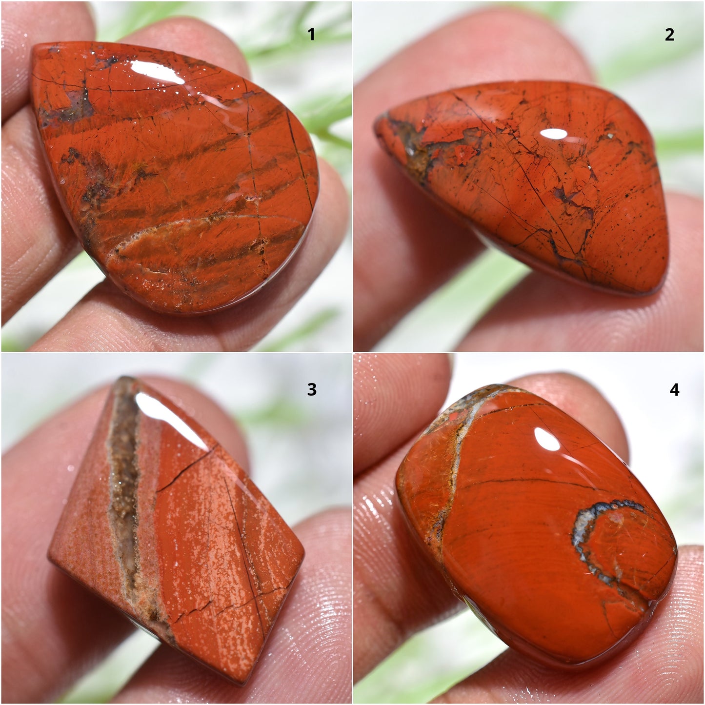 Natural Red Jasper Pear Shaped Cabochon - Loose Gemstone for Pendant Making