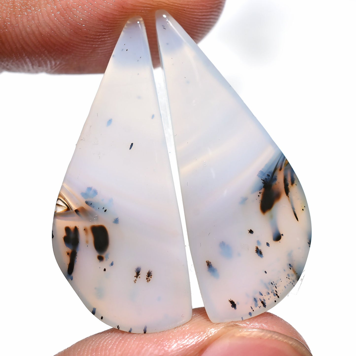 Natural Montana Agate Earrings Pair - Amazing Crystal Agate Matching Pair Gemstone