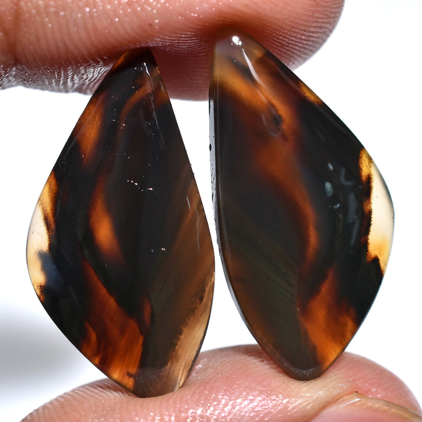 High-Quality Montana Agate Earrings Pair – Fancy Shaped Loose Stones for Jewelry