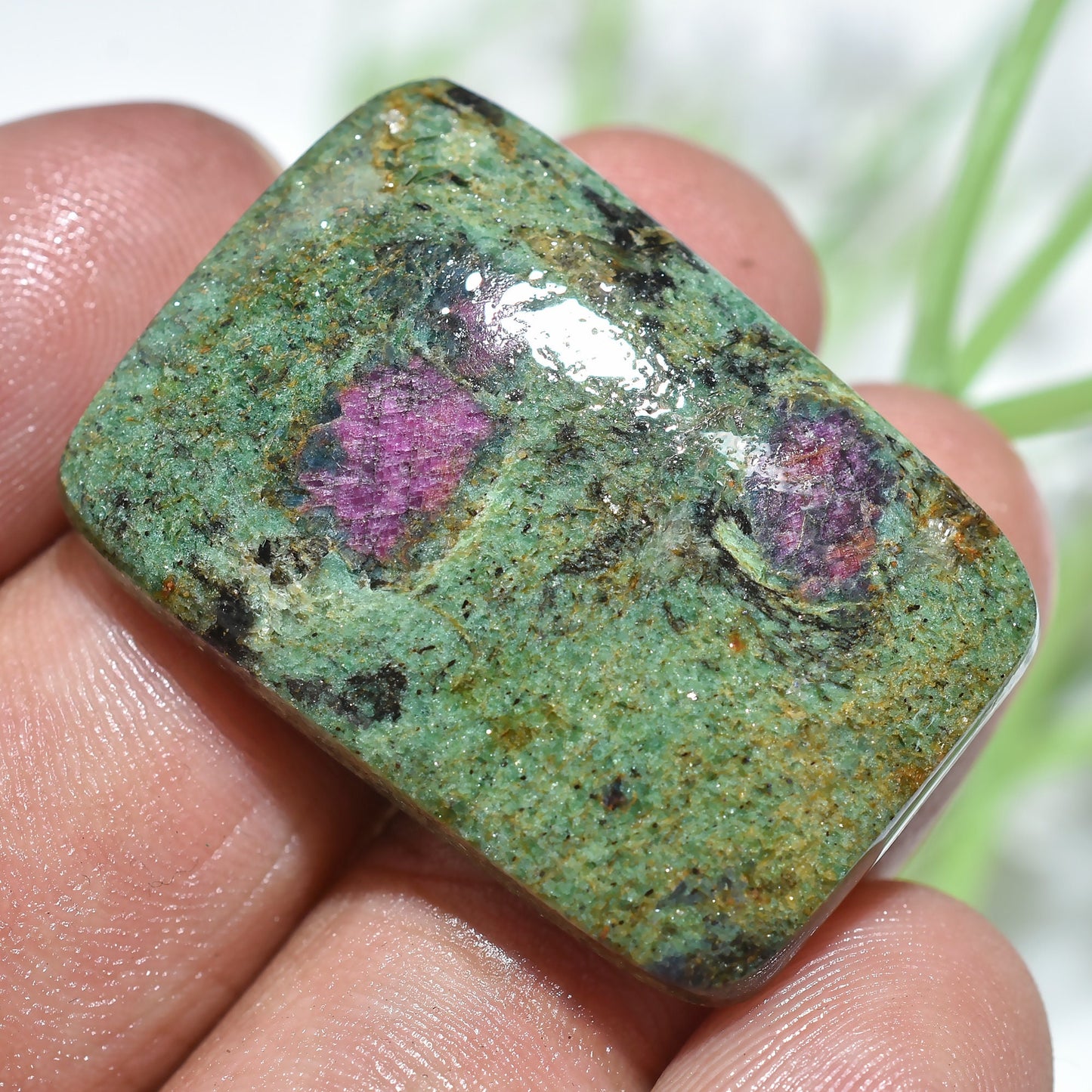 Natural Ruby Fuchsite Cabochon - Wholesale Polished Smooth Flat Back Loose Gemstone For Pendant Jewellery