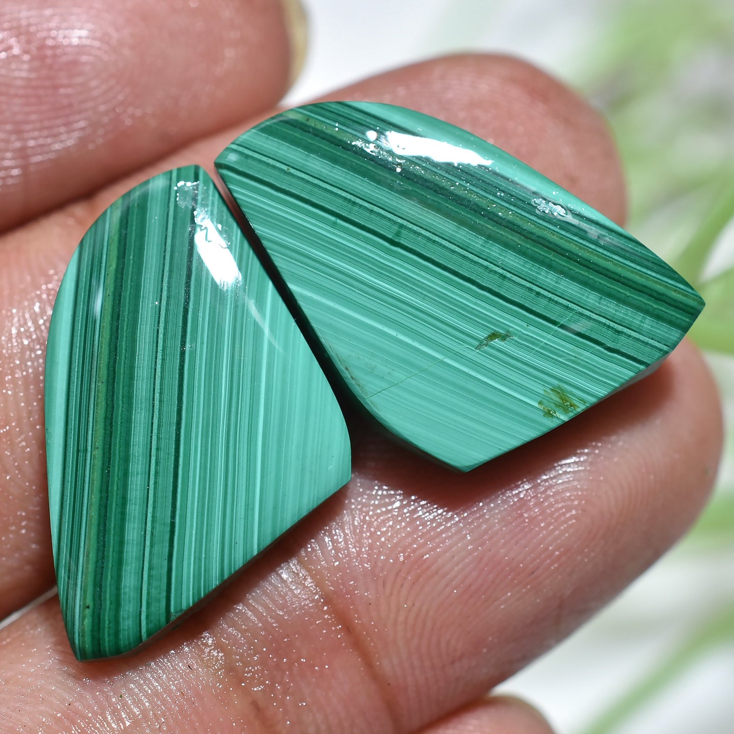 Fancy & Oval Malachite Pair - Green Healing Crystals for Earrings & Jewelry