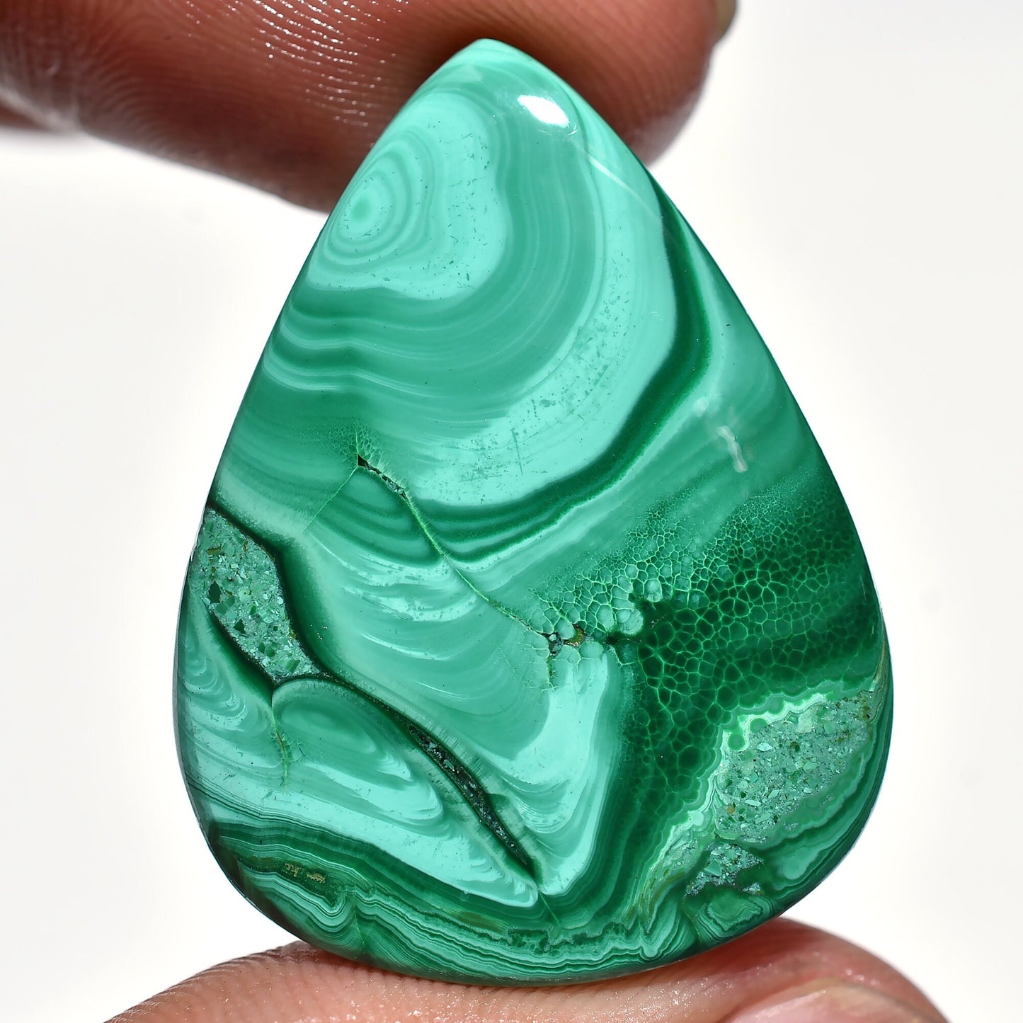 Wholesale Malachite Cabochon, Round & Pear Shaped Flat Back Gemstone