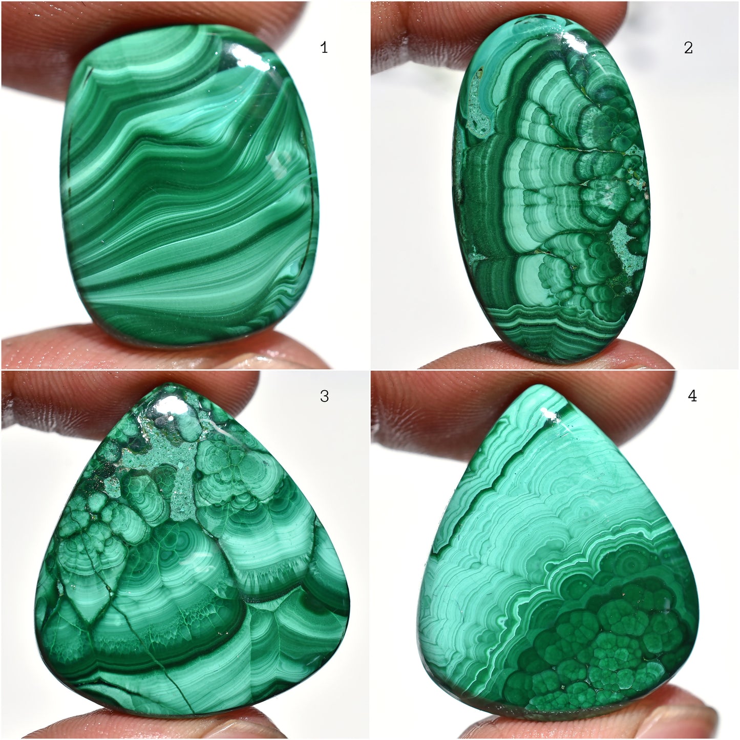 Natural Malachite Gemstone – Flat Back Malachite Cabochon Loose Stone