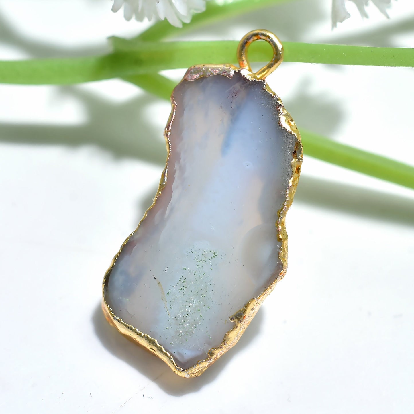 Geode Solar Agate Druzy Pendant - Fancy Bali Window Druzy Gold Electroplated Gemstone for DIY Jewelry
