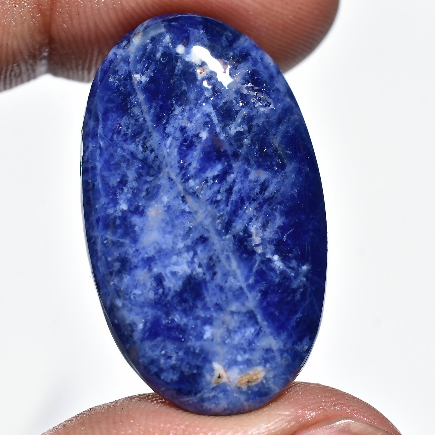 Oval Blue Sodalite Cabochon – Smooth Polished Gemstone for Jewelry Crafting
