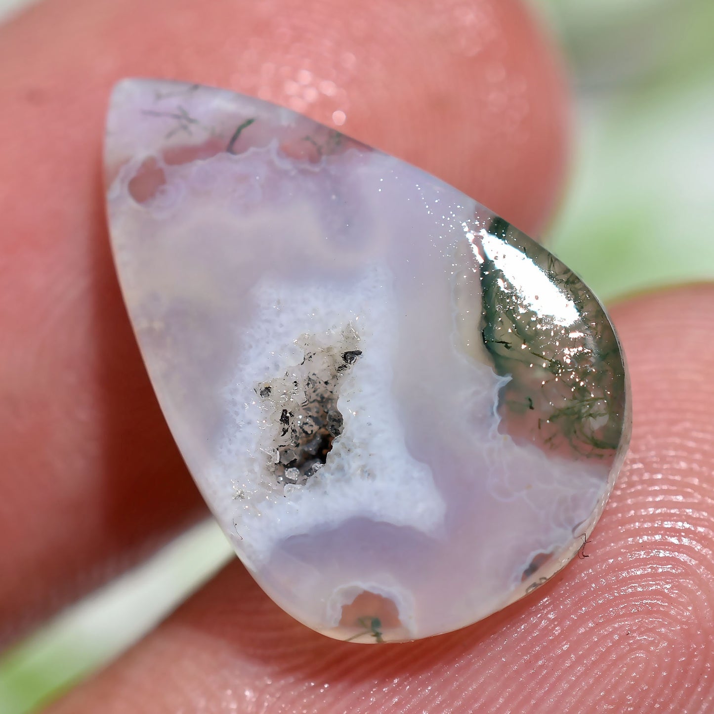 Moss Agate Cabochon - Pear & Oval Loose Agate Gemstone for Handmade Jewelry, Rings & Pendants