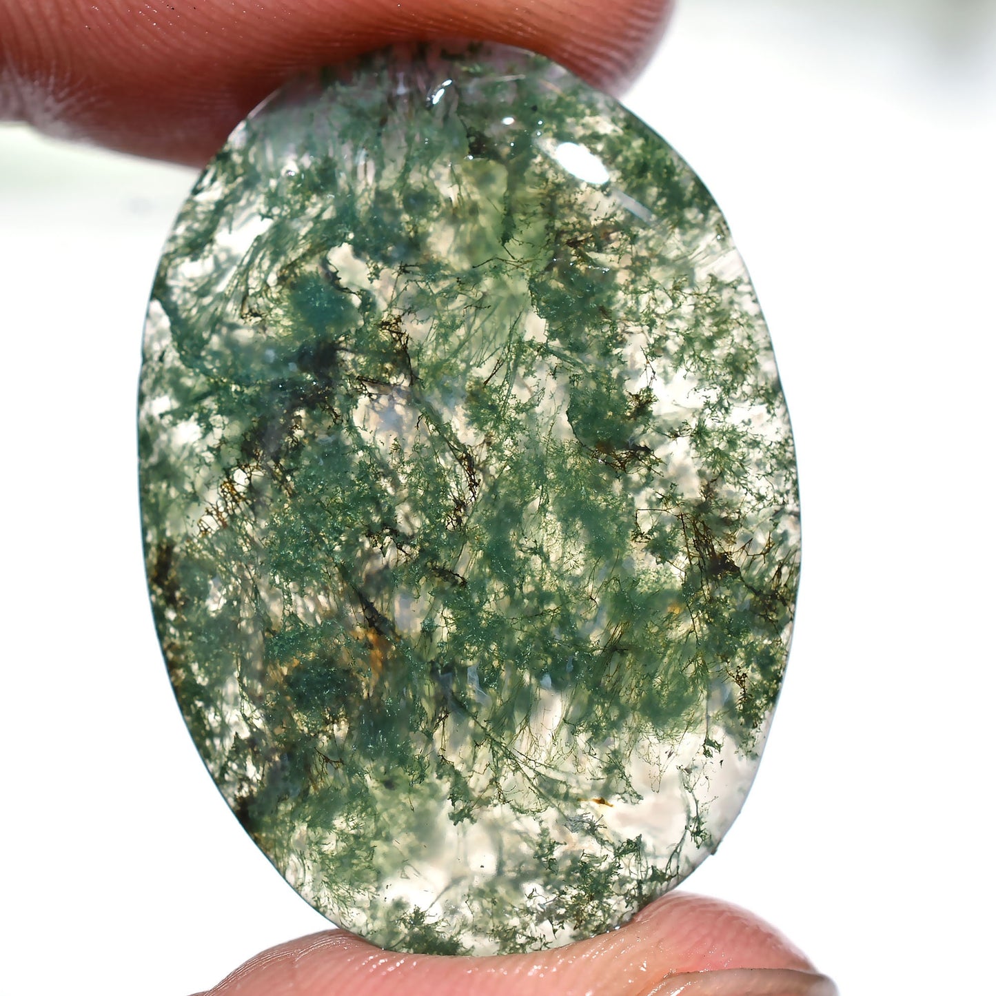 Rare Designer Moss Agate Stone – Scenic Moss Agate Cabochon, Loose Crystal for Jewelry Making