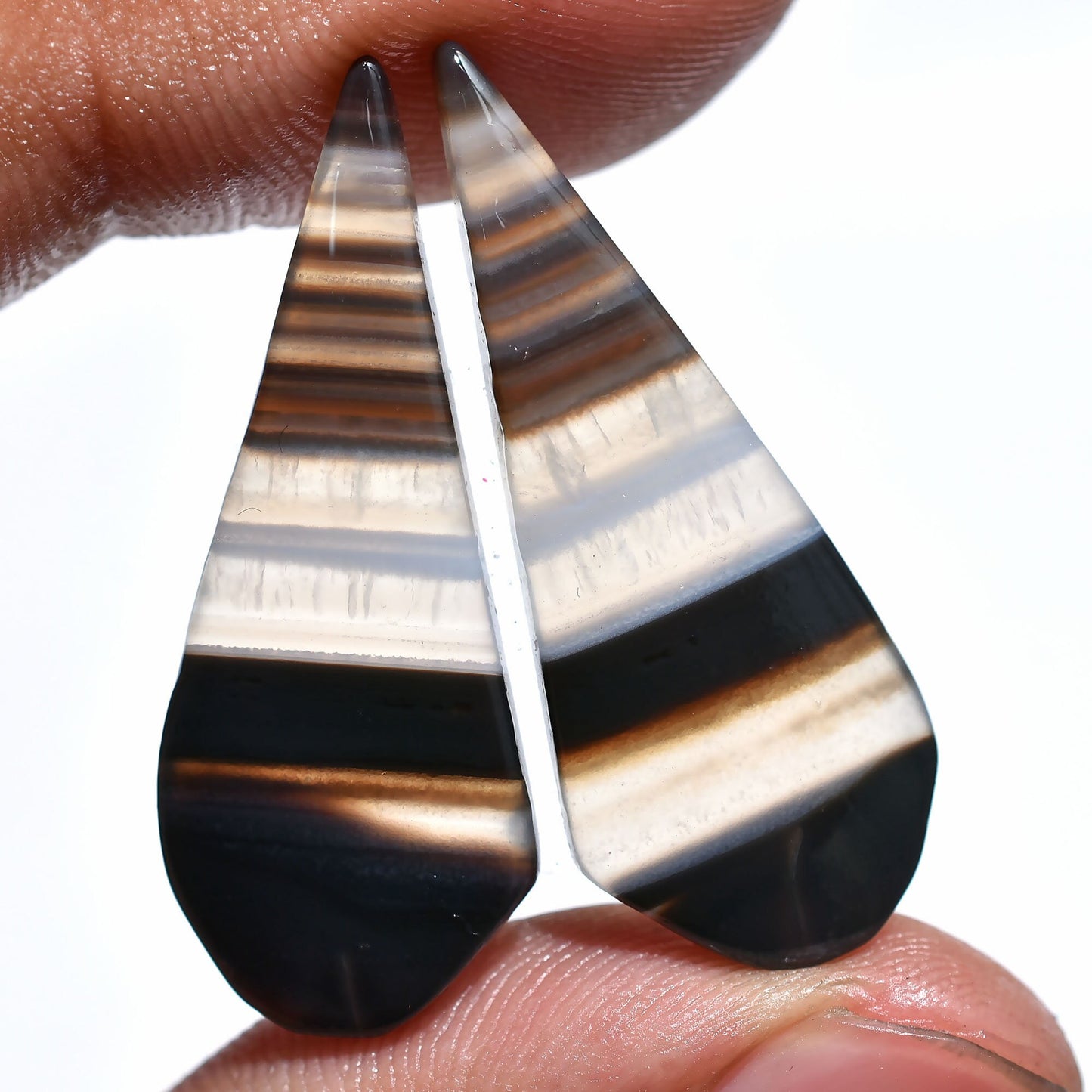 100% Natural Banded Agate Earring Pair - Loose Agate Healing Crystals