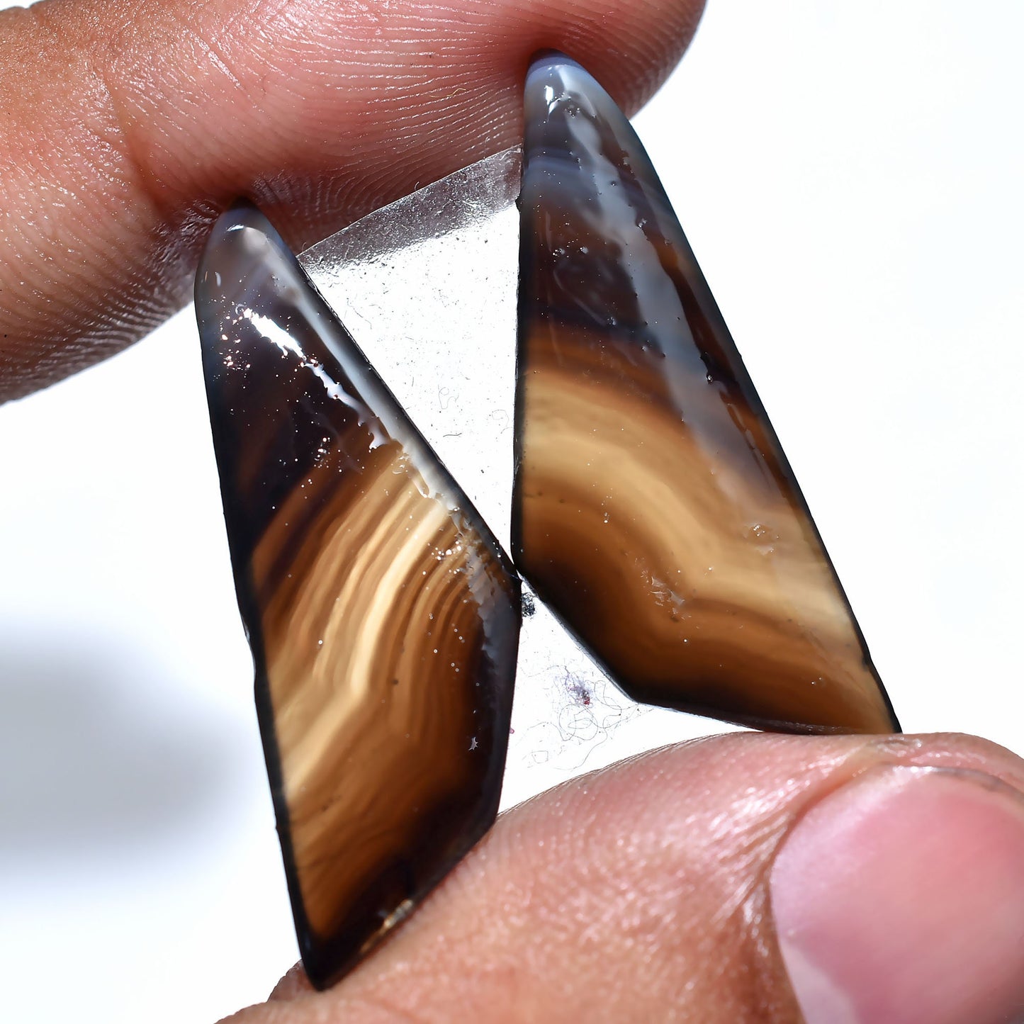 Adorable Butterfly Shape Banded Agate Pair – Designer Agate Earring Matching Pair