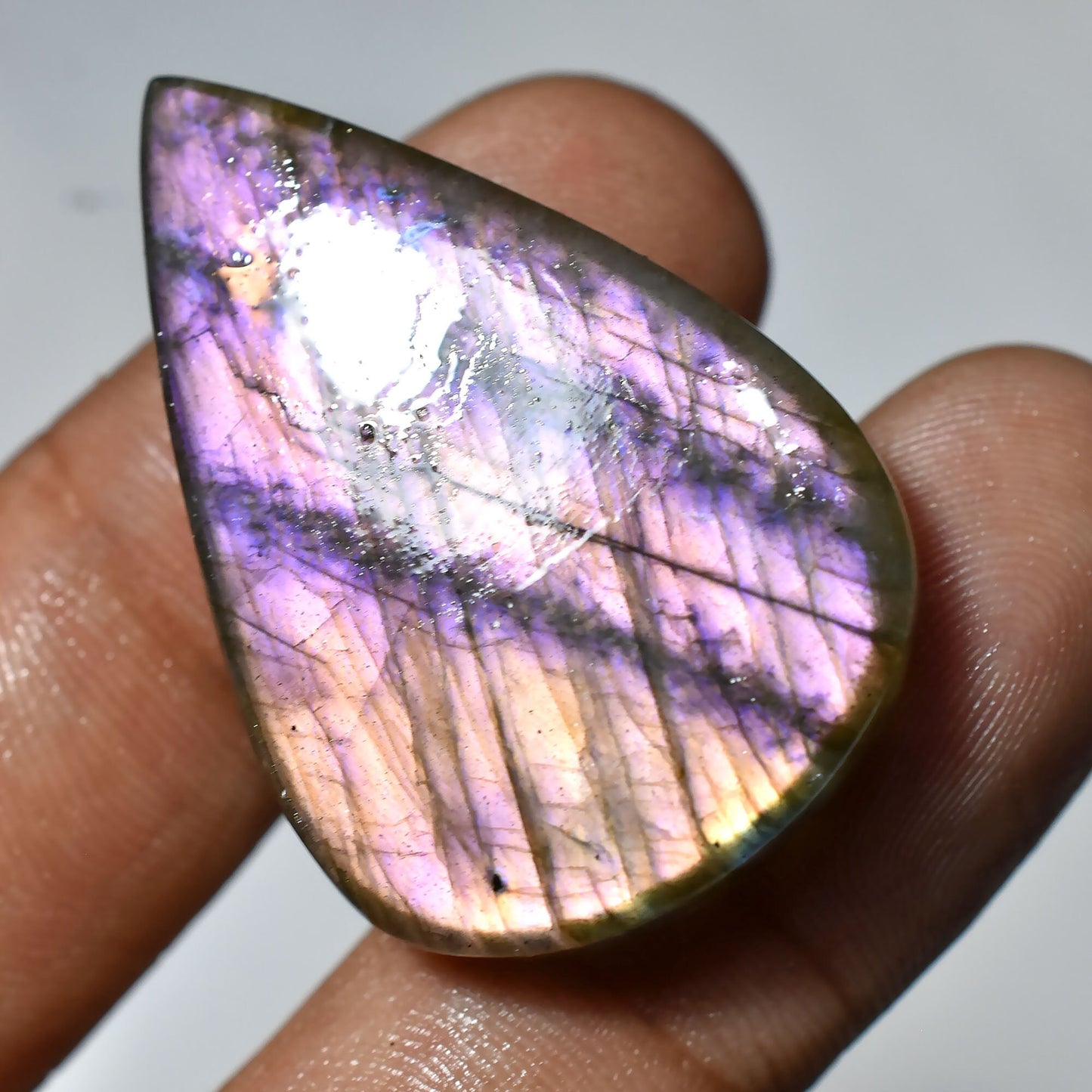 Rainbow Fire Purple Labradorite Cabochon – Mixed Shape, Loose Gemstone Gift for Jewelry Making