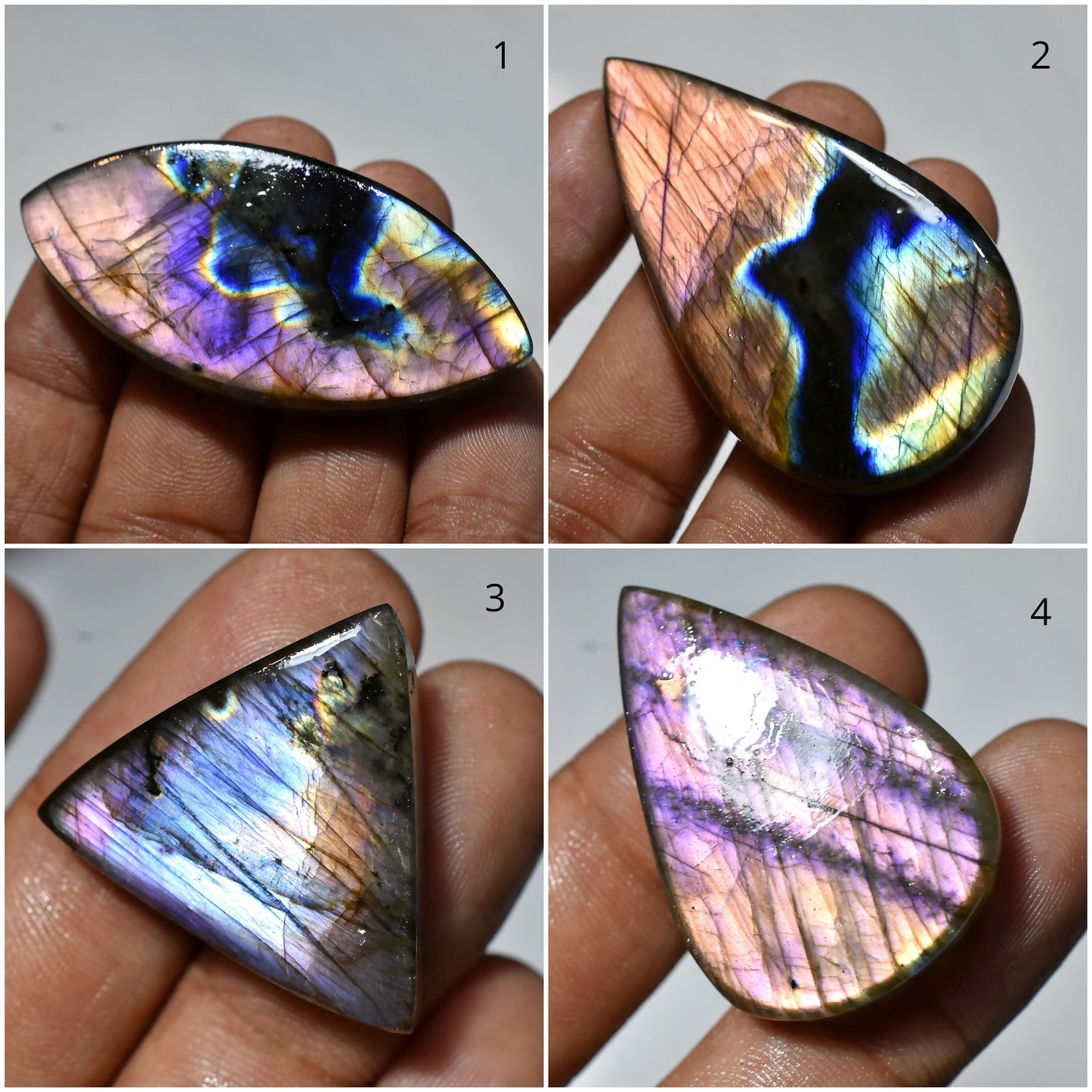 Rainbow Fire Purple Labradorite Cabochon – Mixed Shape, Loose Gemstone Gift for Jewelry Making