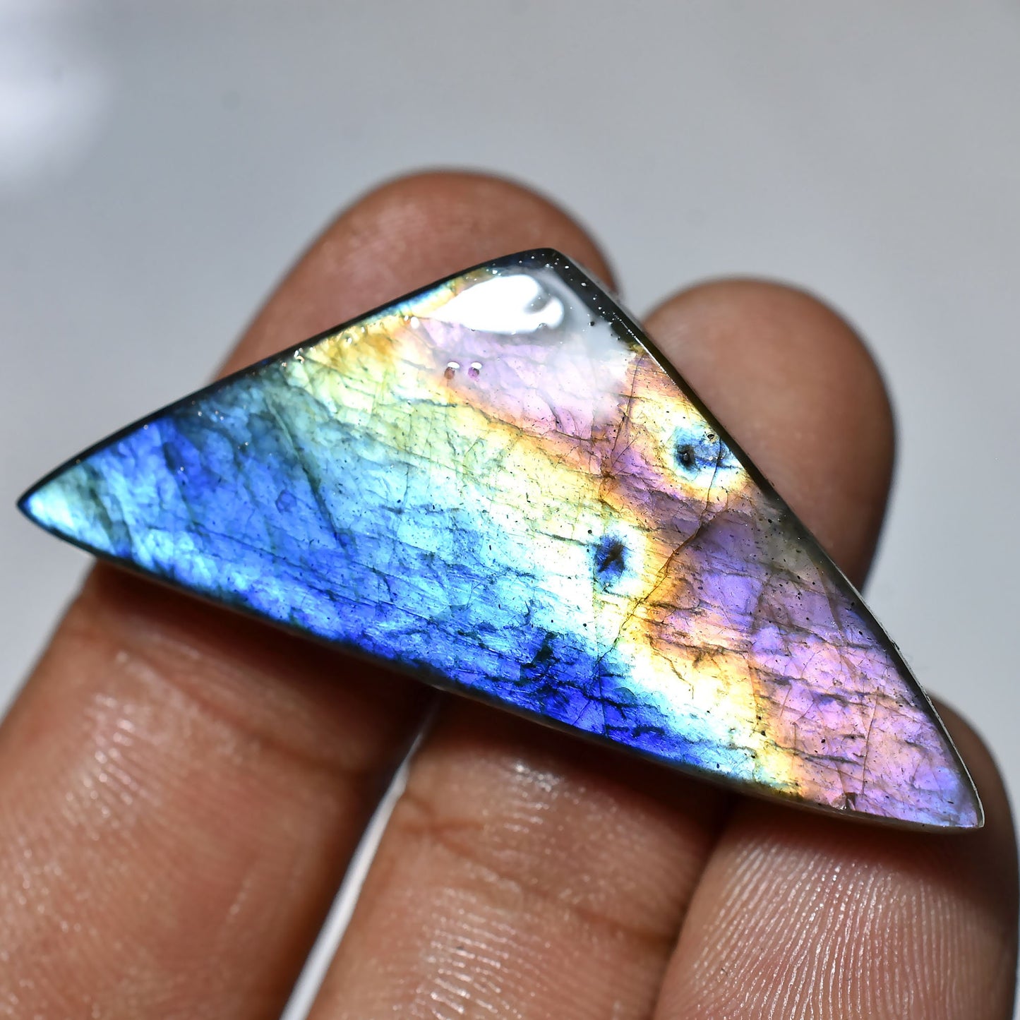 AAA Quality Purple Labradorite Cabochon – Unique Pear Gemstone, Spectrolite Healing Crystal